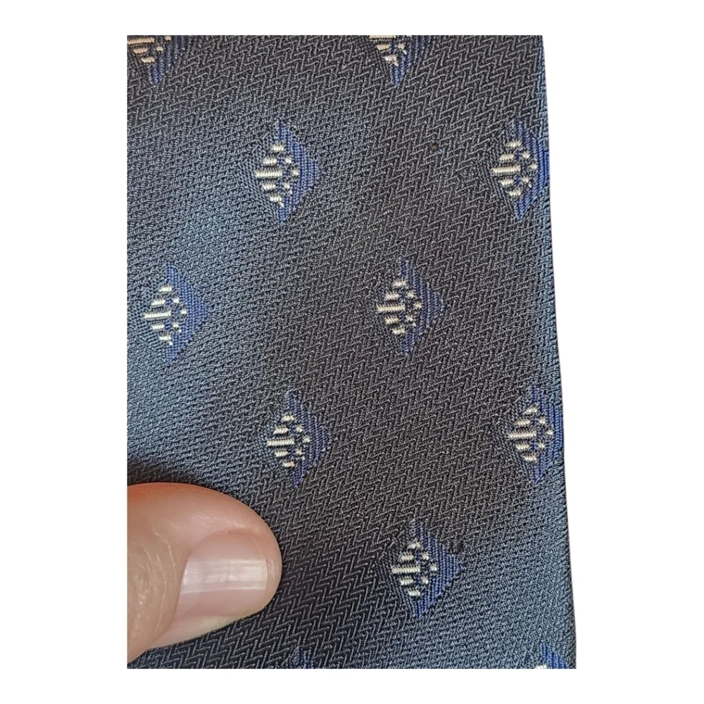 Vintage Polo Ralph Lauren Navy Geometric Silk Tie Made in USA Hand Sewn
